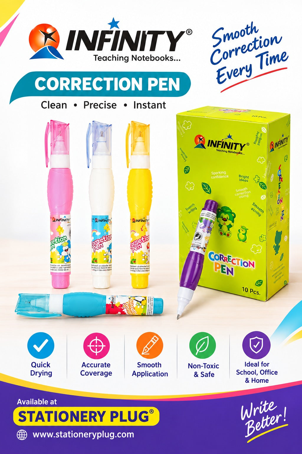 Infinity Correction pen Mrp-30 Per pc ( Wholsale Pack 10pc Mrp-300)