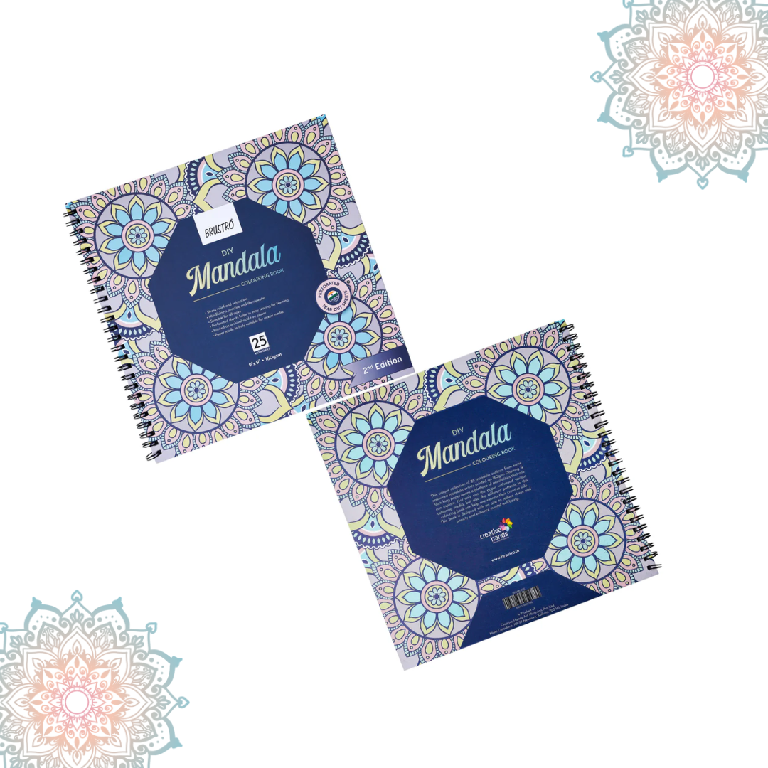 Brustro DIY Mandala Colouring Book–2nd Edition| 25 Designs,160 GSM Paper,9x9 inch,Tear-Out Sheets