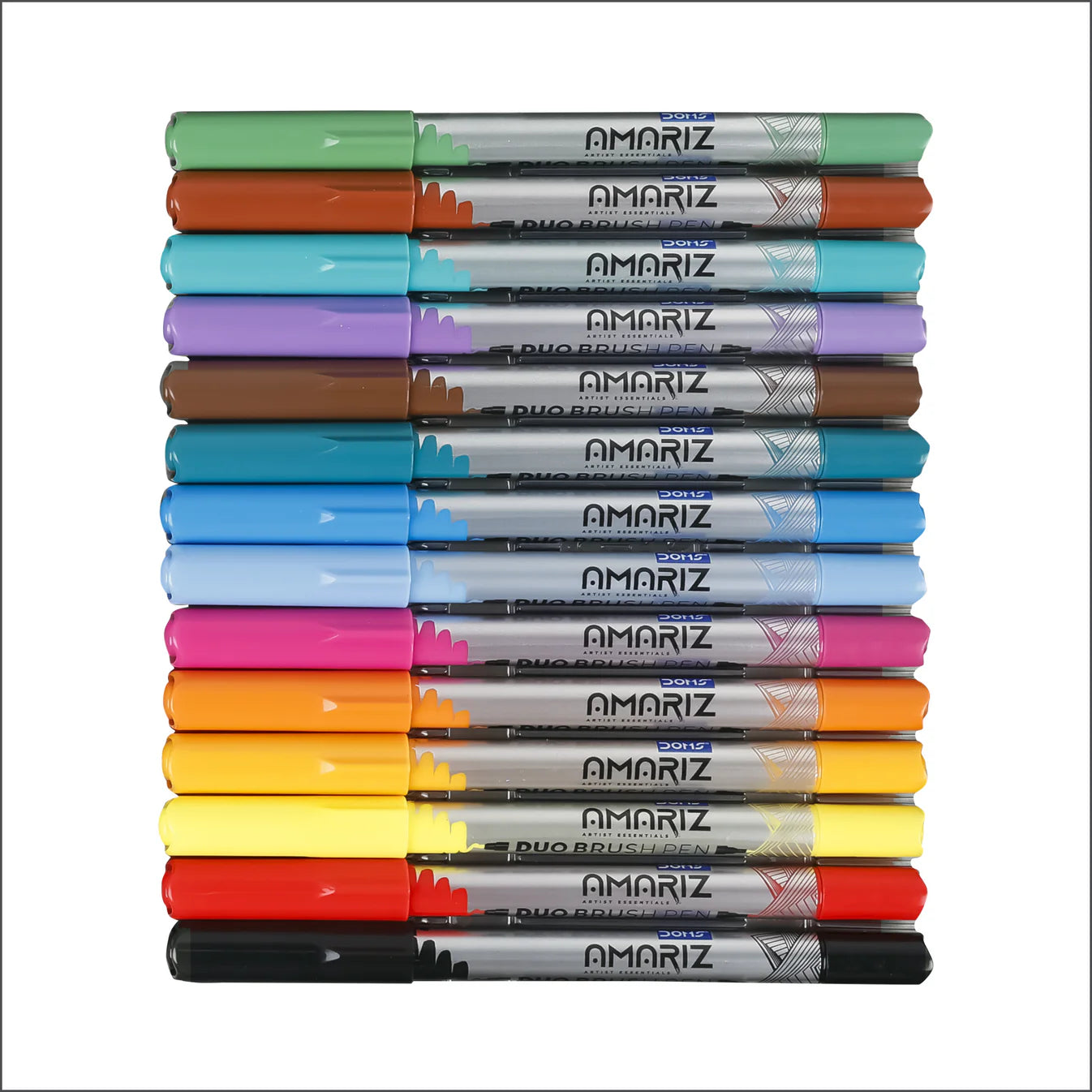 Doms Amariz Duo Brush Pens Set of 14 | Soft + Hard Tip