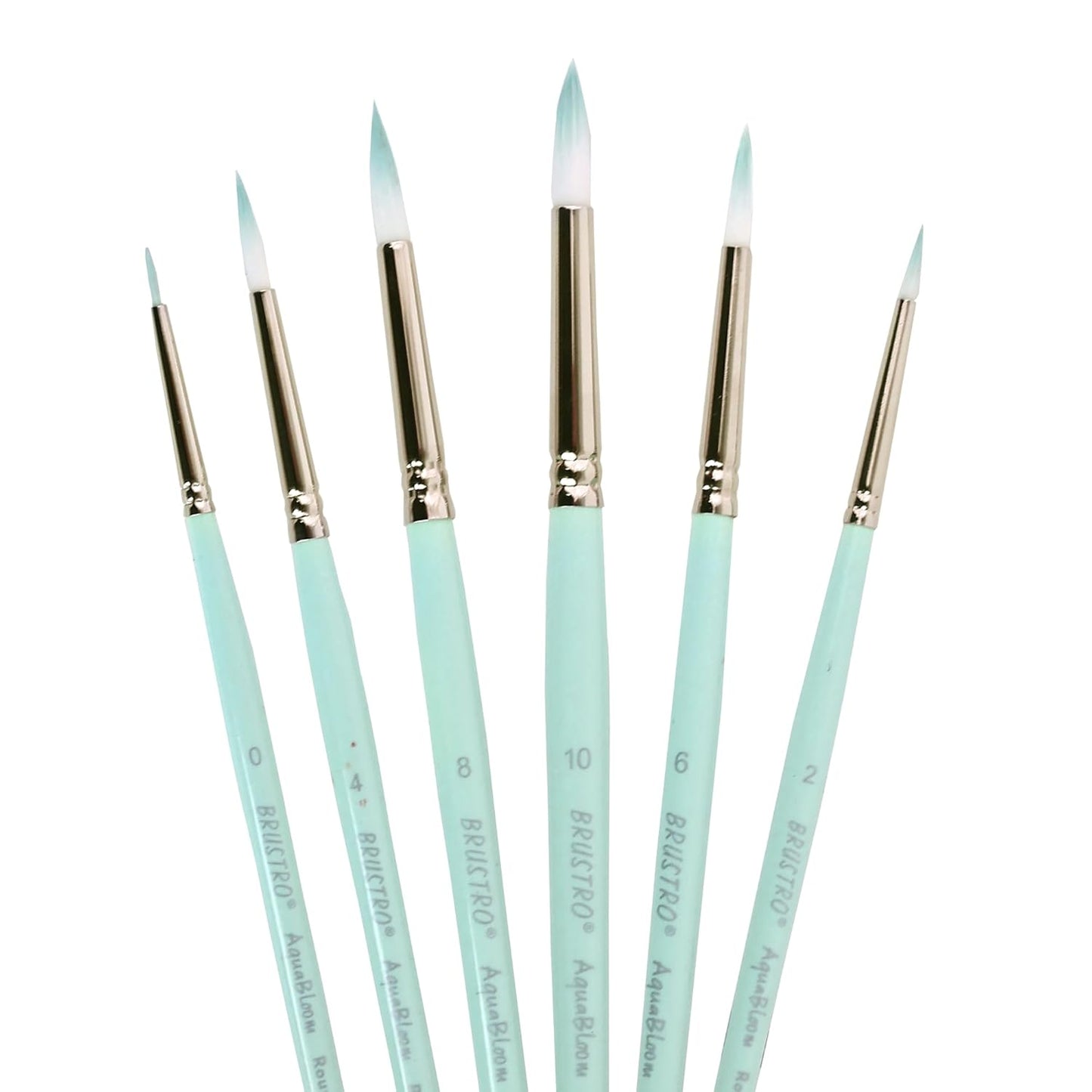 Brustro AquaBloom Artist's Round Paint Brushes Set of 6 | Ideal for Watercolour and Gouache