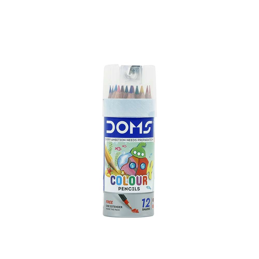 DOMS Colour Pencil 12 Shades Tin Pack – Half Size