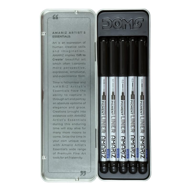 Doms Amariz Artist Essentials Black Pigment Liner | Set of 5