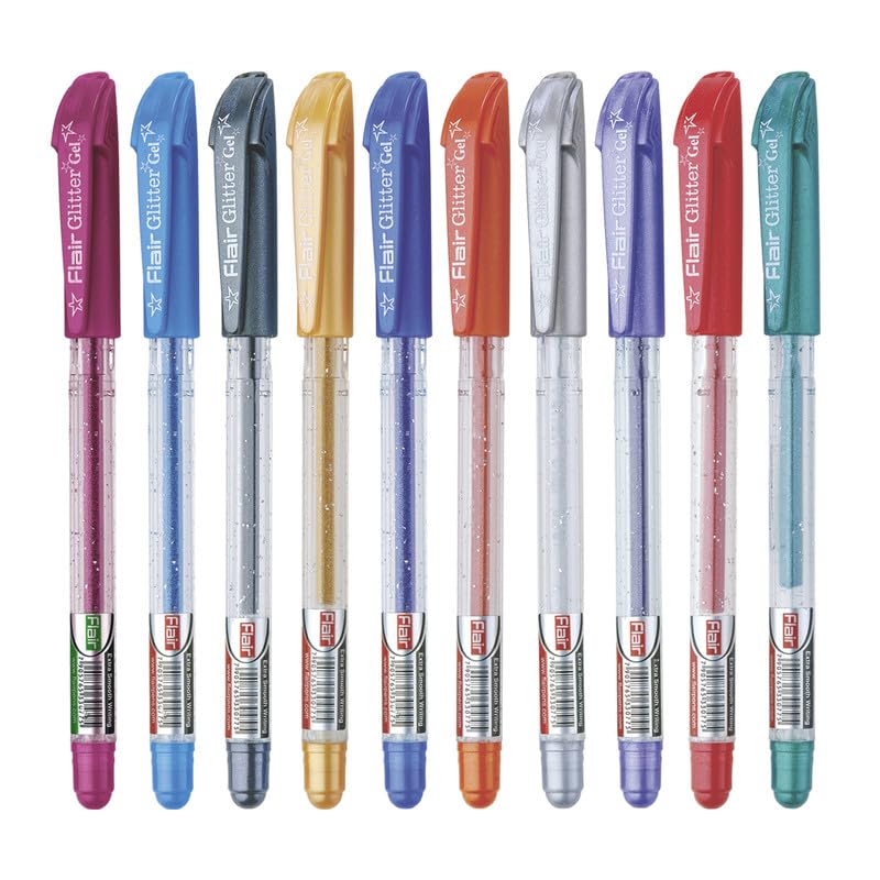 FLAIR Glitter Sparkle 1.0mm Gel | Set of 10 Ink Colors