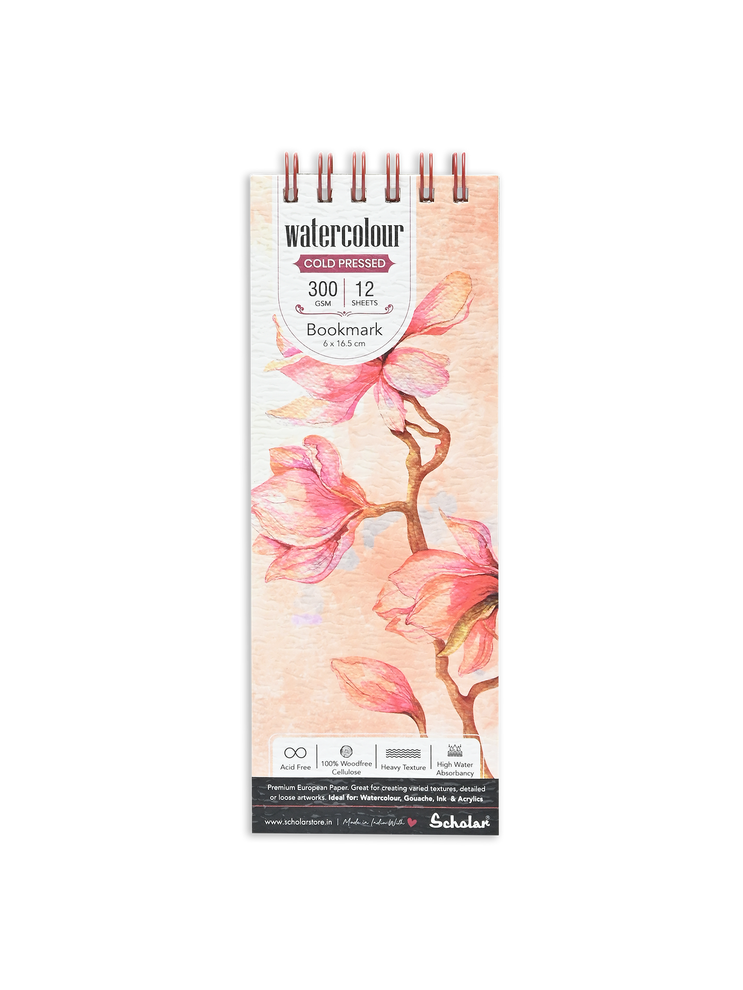 Scholar 300 gsm Wire Bound Bookmark - 12 sheets