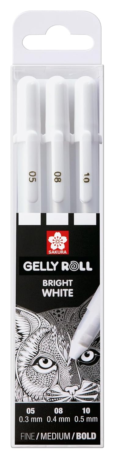 Sakura Gelly Roll Pen |White |Set of 3 - Fine/Medium/Bold