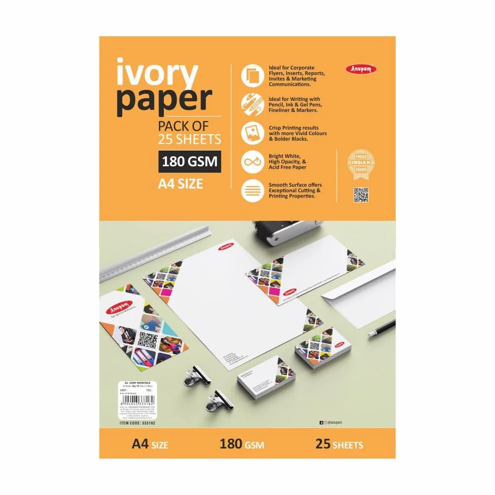Anupam Ivory Paper Loose Sheets | 180 GSM - Stationery Plug