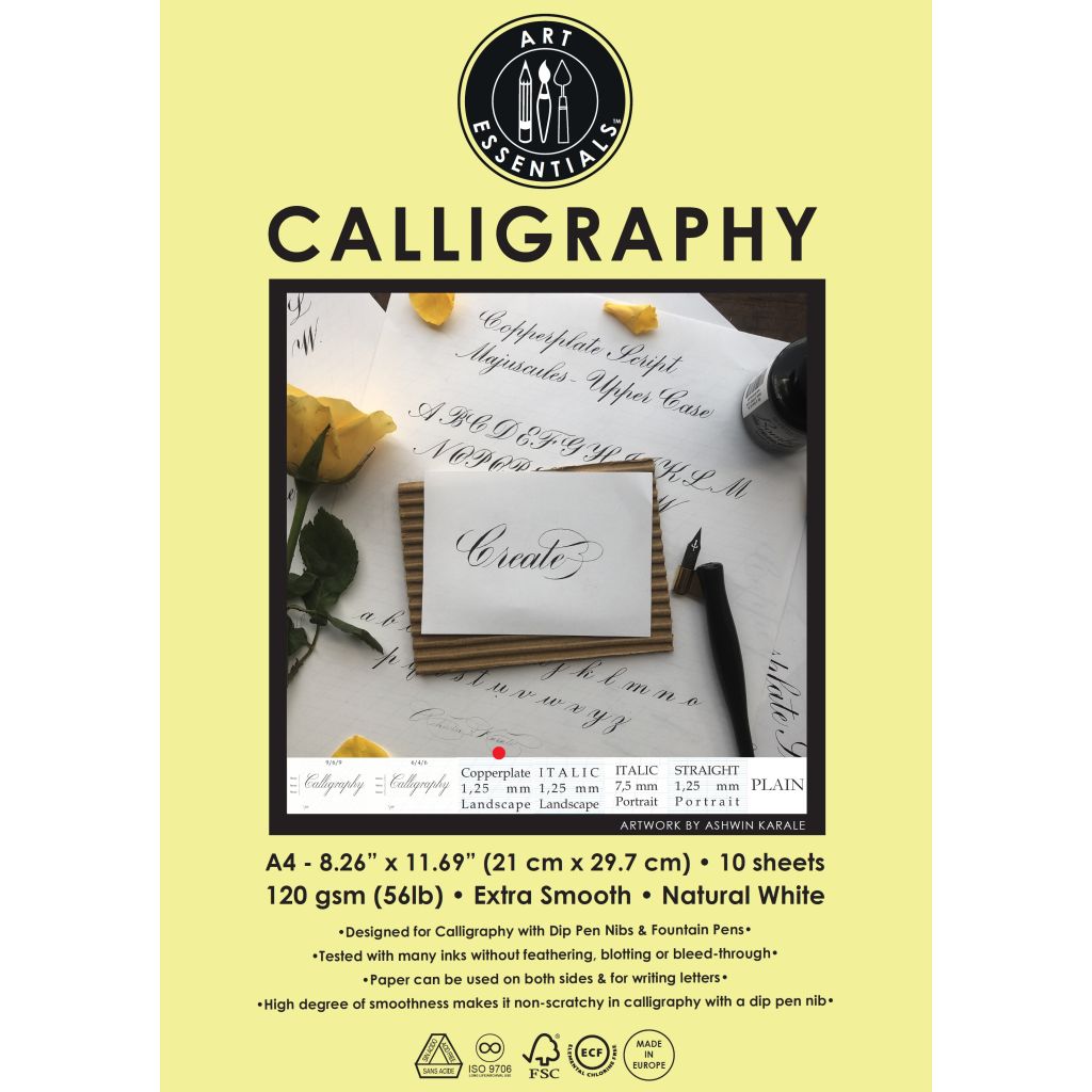 Art Essentials Calligraphy Sheets - 1.25 mm Copperplate Spencerian Landscape A4 - Stationery Plug
