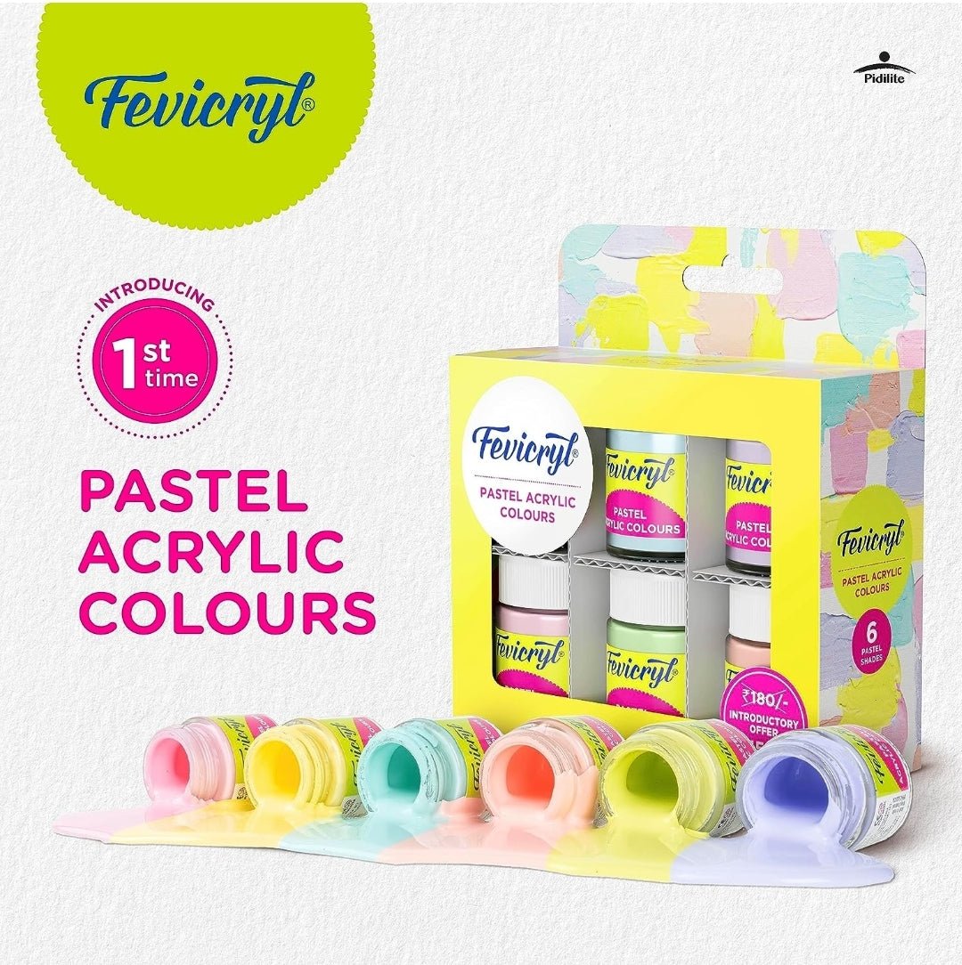 Fevicryl Pastel Acrylic Set of 6 - Stationery Plug