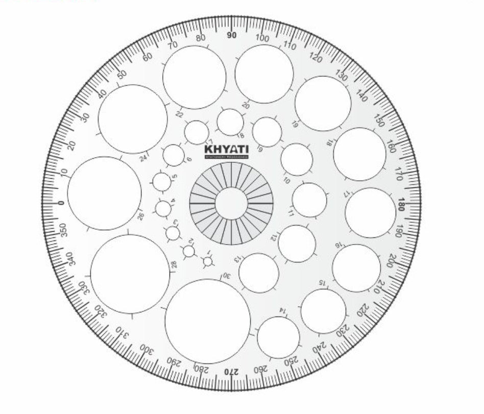 Khyati Protractor 360 degree Pro Circle with Circle Stencil - Stationery Plug