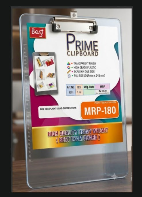 Best Plastic Transparent Exam Board ( High Quality ) Art No 1301 , MRP- 100/- Per Pc