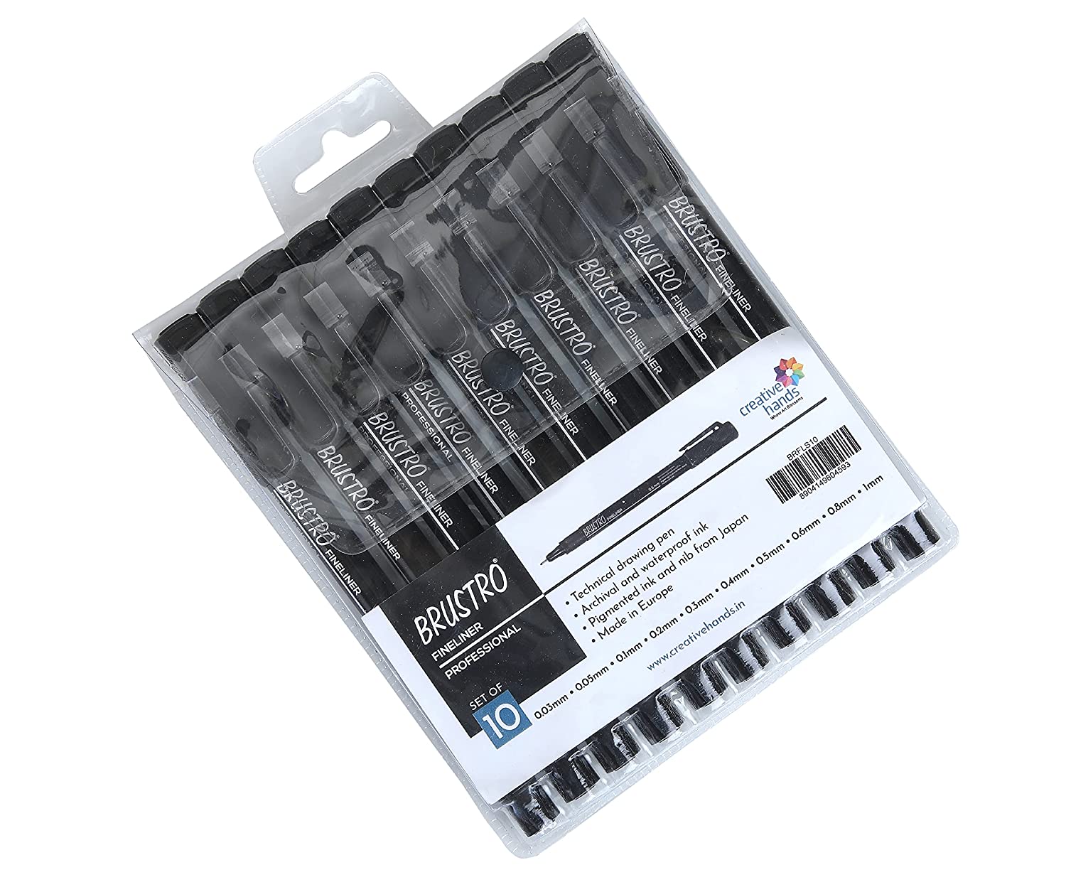 Brustro Professional Pigment Fineliner Pen Set of 10 |Ideal For Mandala, Drawing,Artist Illustration,Sketching