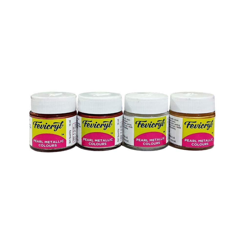 Pidilite Fevicryl Acrylic Colors Pearl Metallic Kit | 4 shades