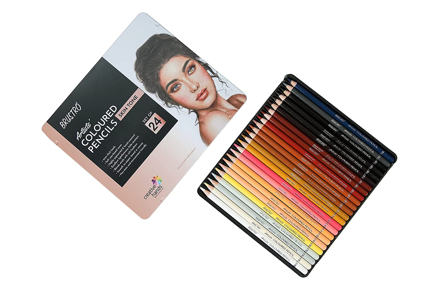 Brustro Artists' Coloured Pencils Skin Tone Set of 24 (in Elegant tin Box)