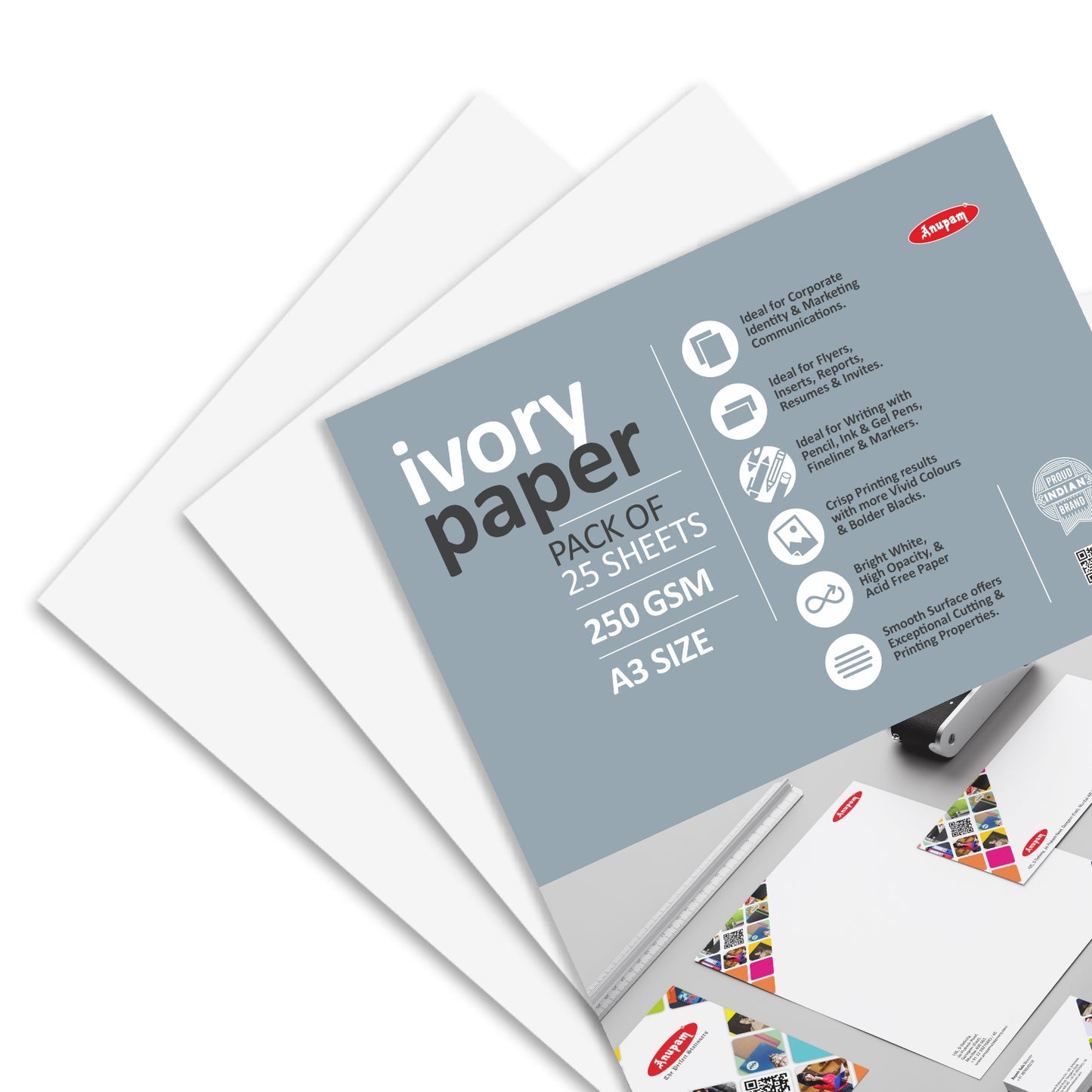 Anupam Ivory Paper Loose Sheets | 250 GSM