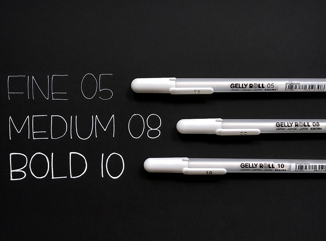 Sakura Gelly Roll Pen |White |Set of 3 - Fine/Medium/Bold