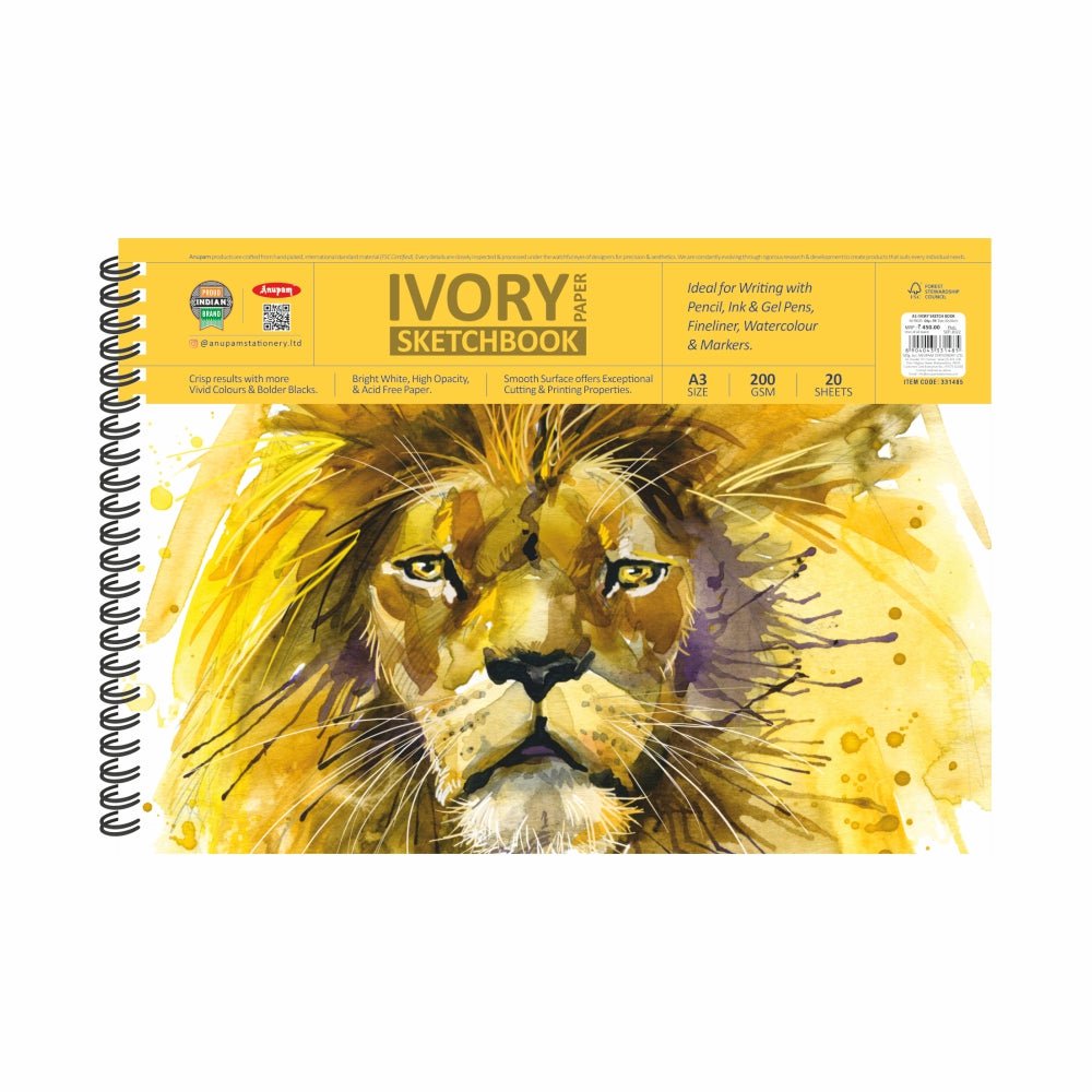 Anupam Ivory Paper Sketch Book | 200GSM - Stationery Plug