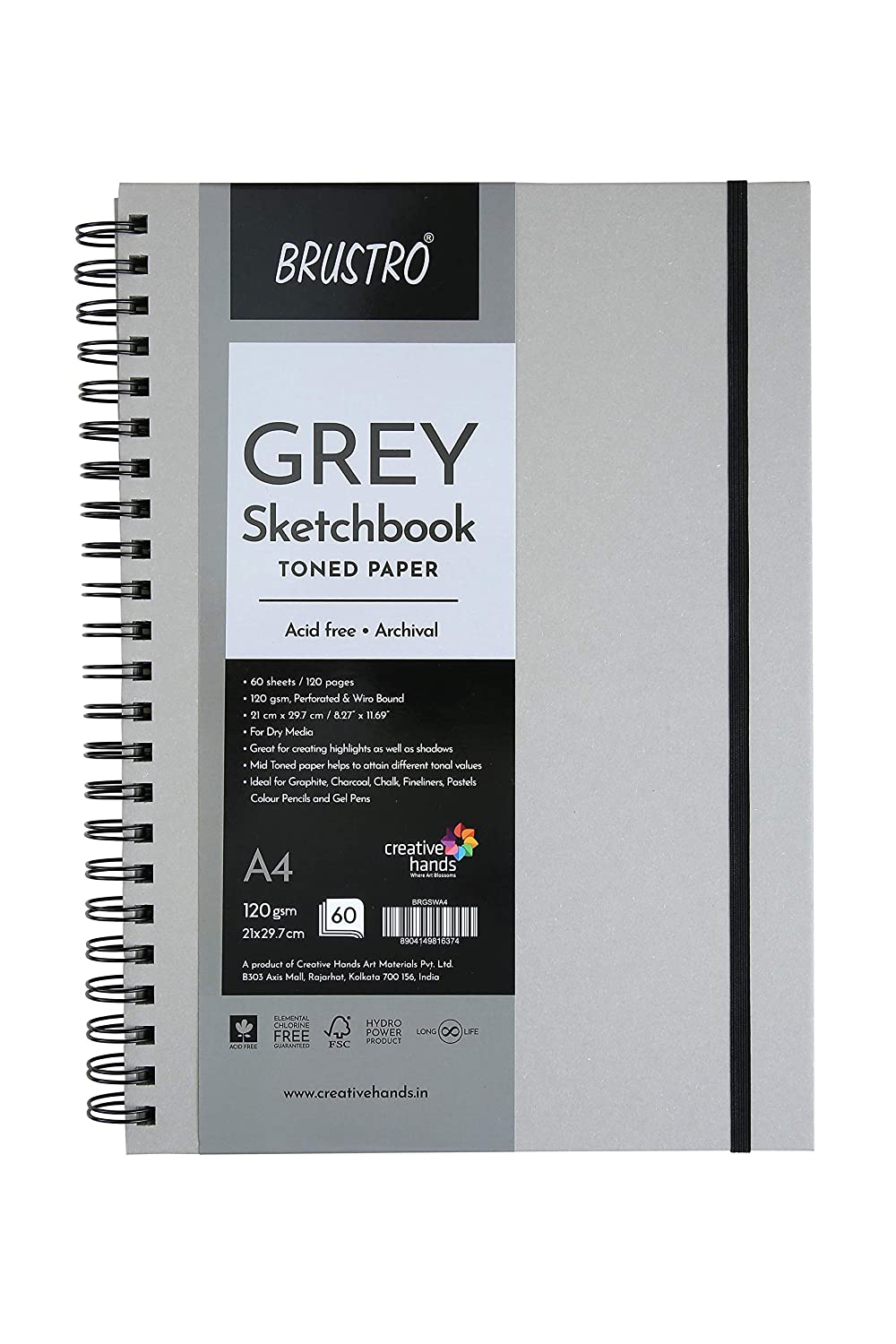 Brustro Grey Sketchbook, Wiro Bound - Stationery Plug