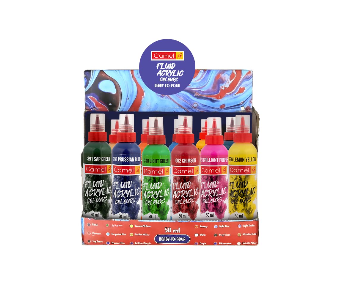 Camel Fluid Acrylic Colours 18 Shades - Stationery Plug