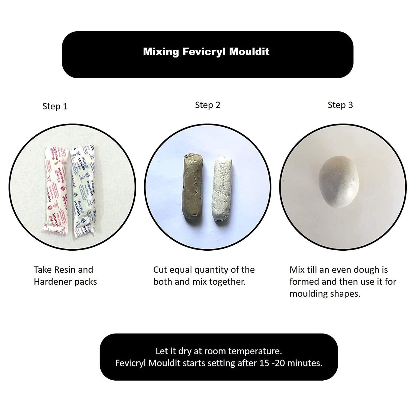 Fevicryl Mould It, Air Dry Clay for Modelling,Sculpting, Art & Craft 25g pack - Stationery Plug