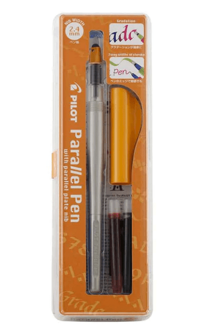 Pilot Parallel Pen 2 - Color Calligraphy Pen Set, with Black and Red Ink Cartridges, 2.4 mm Nib - Stationery Plug