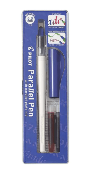 Pilot Parallel Pen 2 - Color Calligraphy Pen Set, with Black and Red Ink Cartridges, 6.0 mm Nib - Stationery Plug