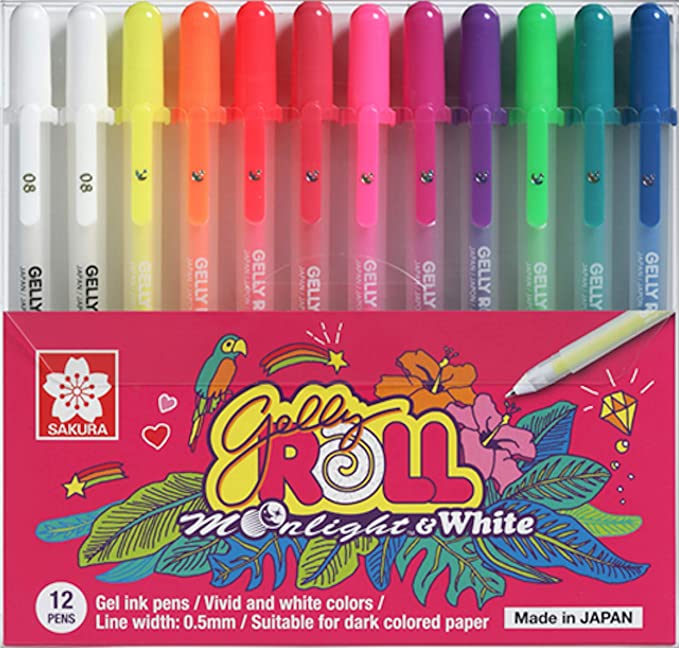 Sakura Gelly Roll Fluorescent Moonlight Pens Set of 12 - Stationery Plug