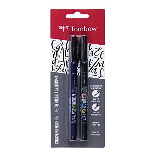 Tombow Fudenosuke Calligraphy Pack - Soft Tip + Hard Tip - Stationery Plug
