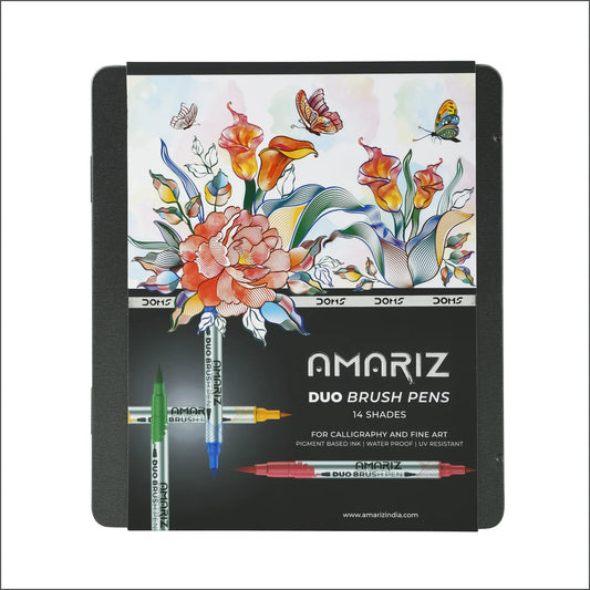 Doms Amariz Duo Brush Pens Set of 14 | Soft + Hard Tip