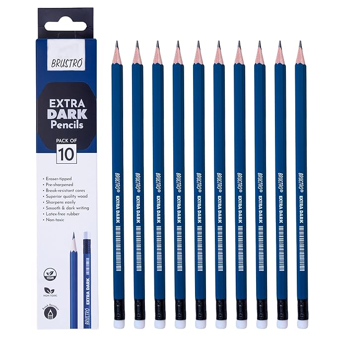 BRUSTRO Extra Dark Pencils | Black, Pack of 10