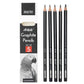 BRUSTRO Artist's Graphite Pencil set | Set of 5 (2B, 4B, 6B, 8B, 10B) | Pre Sharpened, Lightweight, Break-resistant