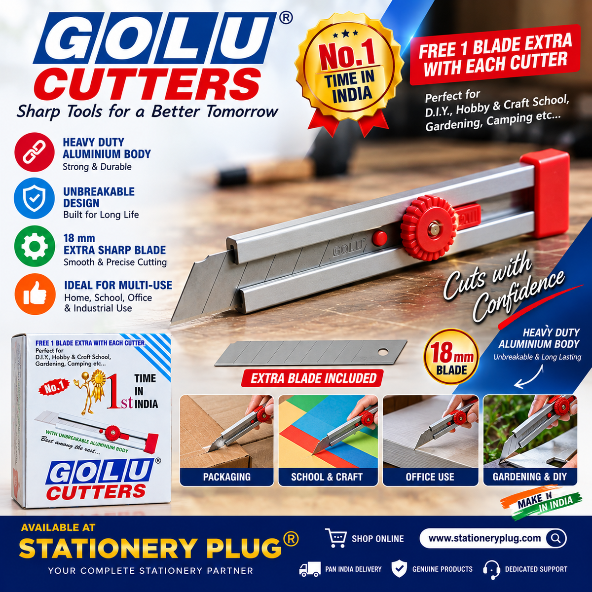 Golu 18mm Paper cutter [ For Industrial Use ]  pack 1 pc