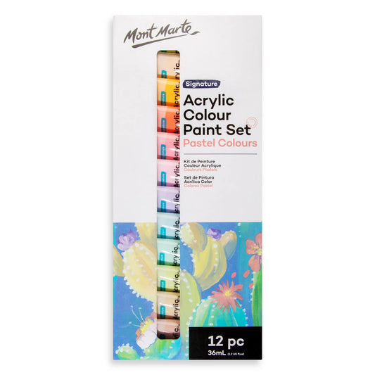 Mont Marte Acrylic Colour Pastel Paint Set Signature 12 shades X 36 ml tubes (Copy)