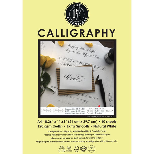 Art Essentials Calligraphy Sheets - 1.25 mm Straight Potrait A4 - Stationery Plug