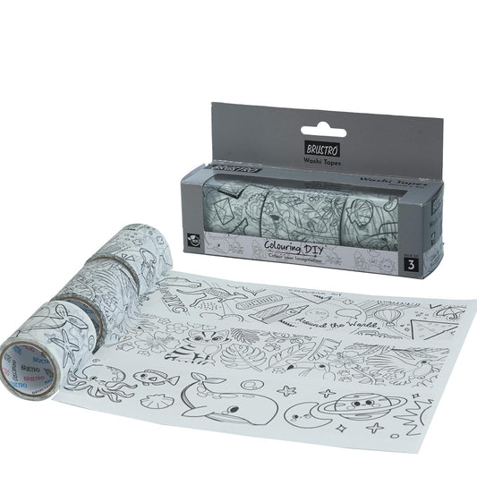 Brustro Washi Tapes DIY Colouring (Set of 3) - Stationery Plug