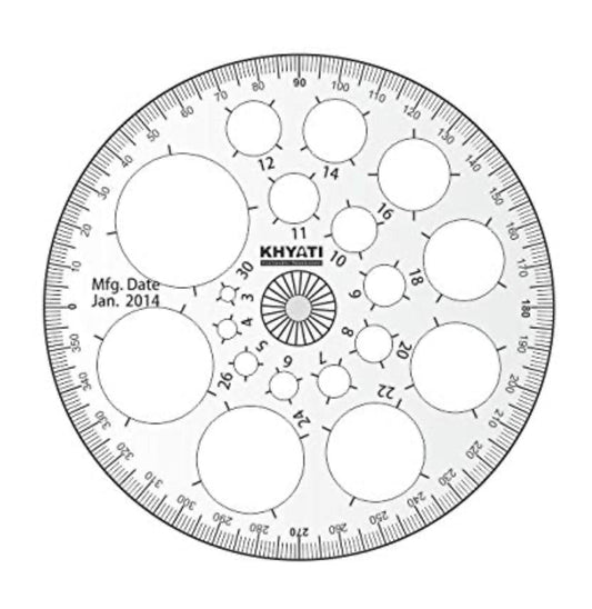 Khyati Protractor 360 degree Pro Circle with Circle Stencil - Stationery Plug