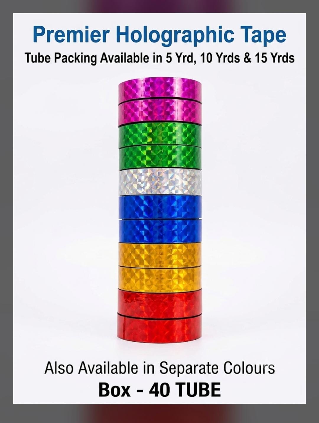 Premier Holographic Tape 12mm  , Length 10Yrd  MRP- 75  Per Roll ( Roll -12 pc )