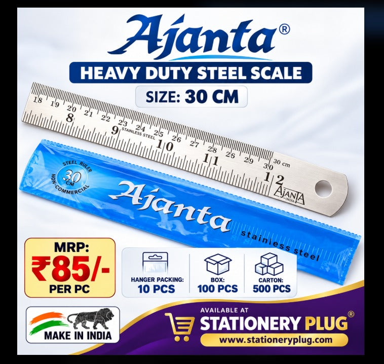 Ajanta Heavy Duty Steel Scale Size 30cm  Mrp-85 Per pc