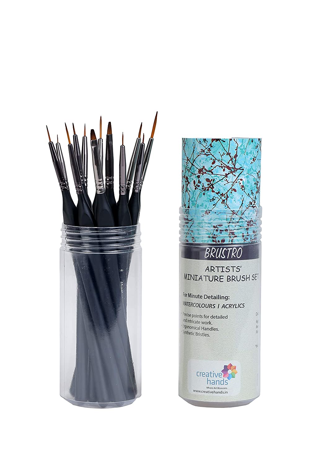 Brustro Artists ’ Miniature Brush Set | Watercolour & Acrylic | Set of 12