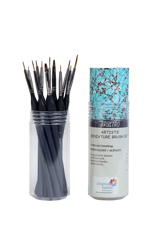 Brustro Artists ’ Miniature Brush Set | Watercolour & Acrylic | Set of 12