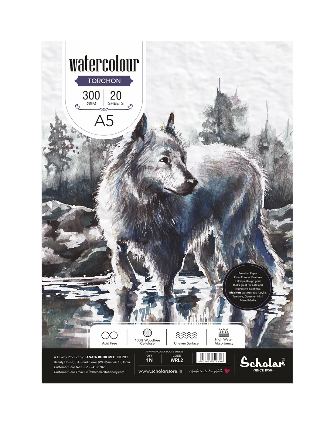 Scholar Watercolor Torchon Rough Texture Loose Sheets 300 GSM