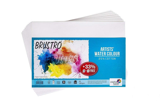 Brustro Artists Watercolour Paper | 300 GSM | 25% Cotton CP