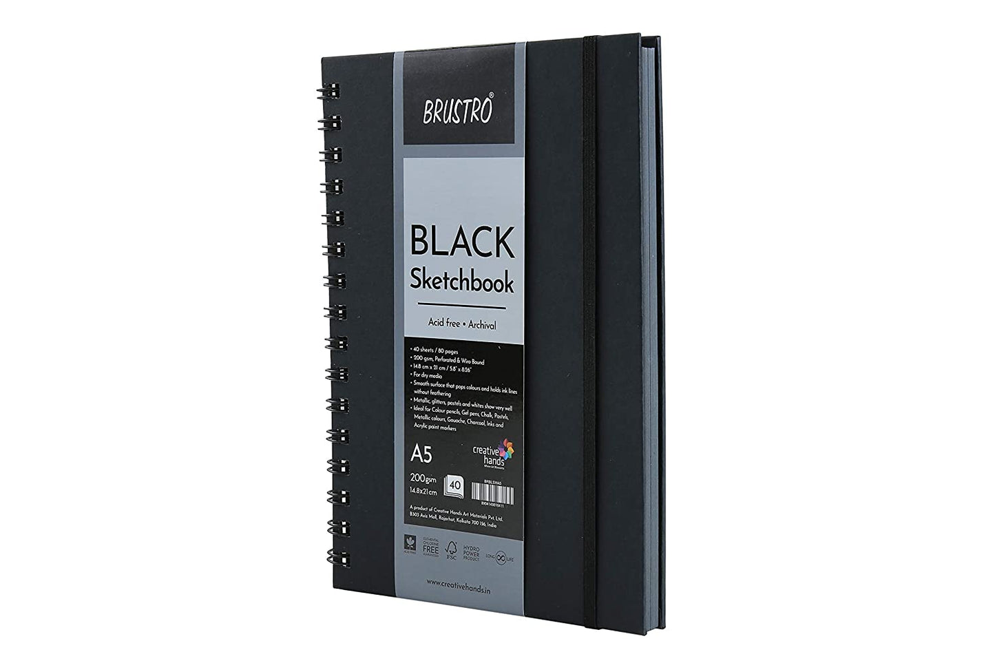 Brustro Black Sketchbook, Wiro Bound - Stationery Plug