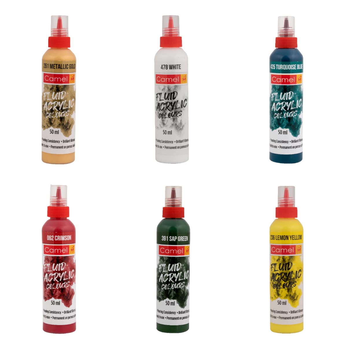 Camel Fluid Acrylic Colours 18 Shades - Stationery Plug