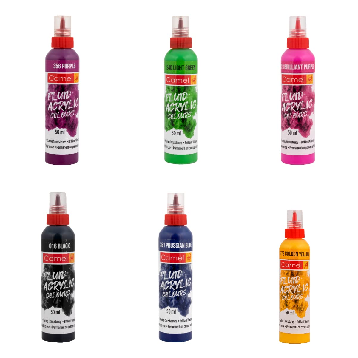 Camel Fluid Acrylic Colours 18 Shades - Stationery Plug