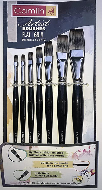 Camlin Artist Flat Brushes 69 Series Set - Stationery Plug