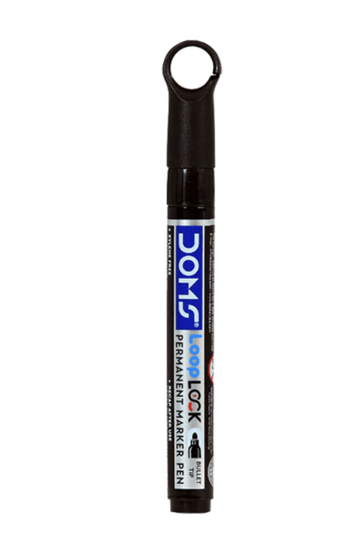 Doms Permanent Marker Black with Loop Lock - Stationery Plug