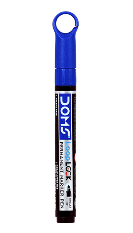 Doms Permanent Marker Black with Loop Lock - Stationery Plug